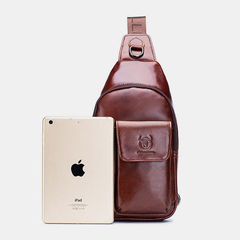 Genuine Leather Sling Chest Bag with Earphone Hole – Stylish & Practical Crossbody Shoulder Bag