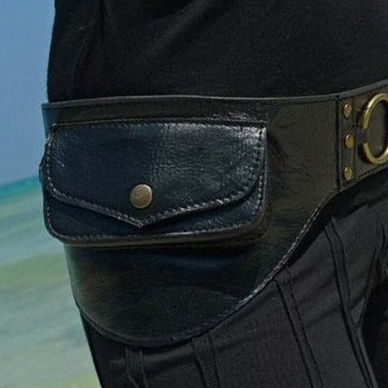 Medieval Unisex Boho Leather Utility Belt Bag - Waist Bag & Phone Pouch
