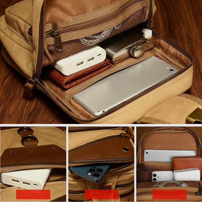 Men's retro canvas crossbody chest sling bag