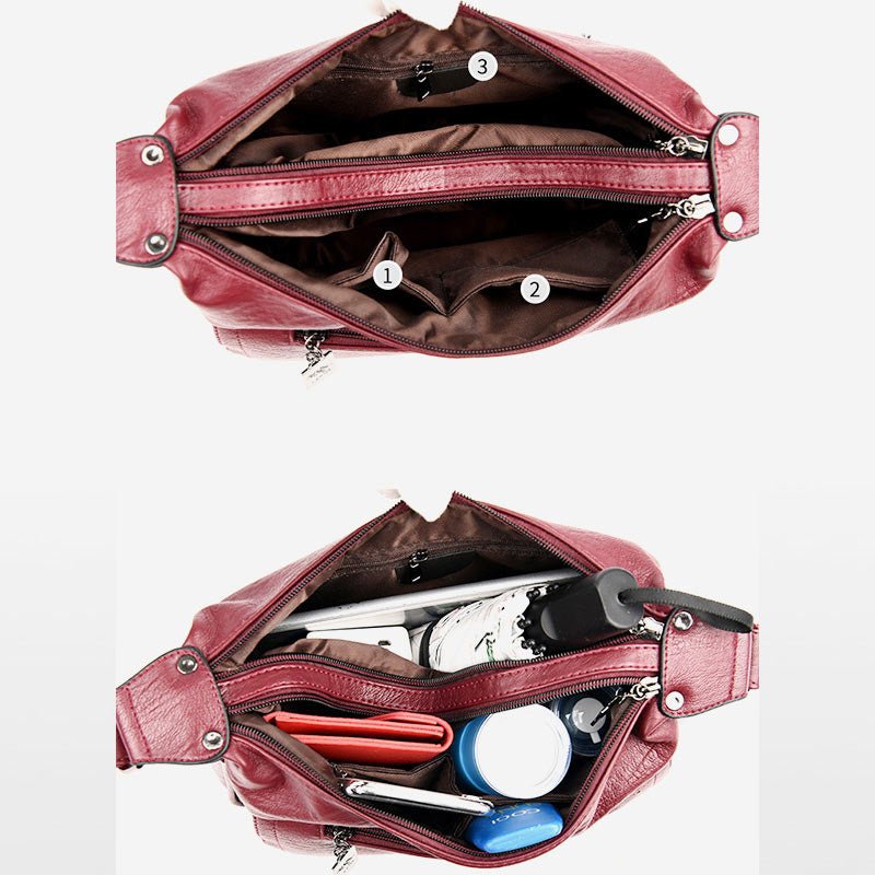 Women's double compartment crossbody shoulder bag