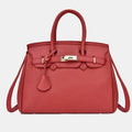 Women's leather top-handle tote satchel