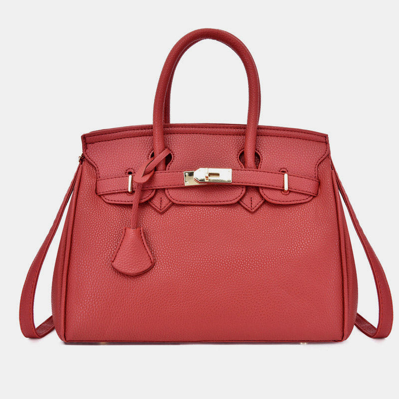 Women's leather top-handle tote satchel