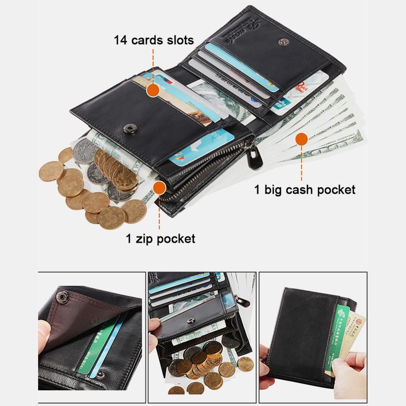 Men's anti-theft genuine leather small wallet