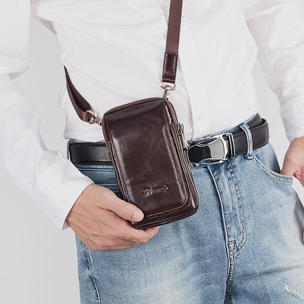 Genuine Leather Waist Bag – Multifunctional Messenger & Shoulder Bag for Men