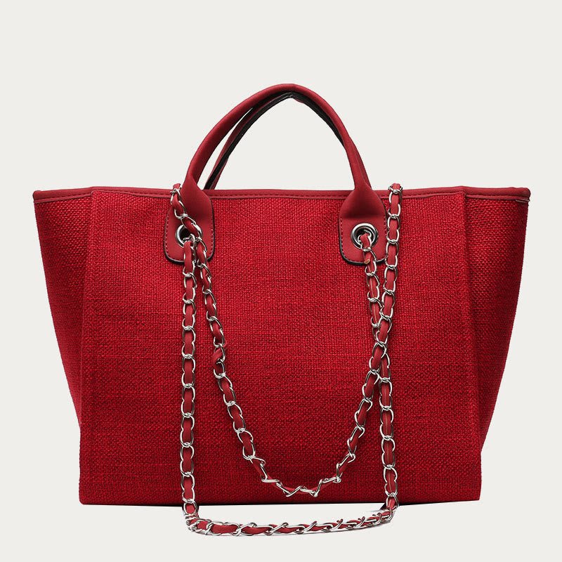 Crossbody Canvas Tote for Women – Chain Strap Bucket Bag