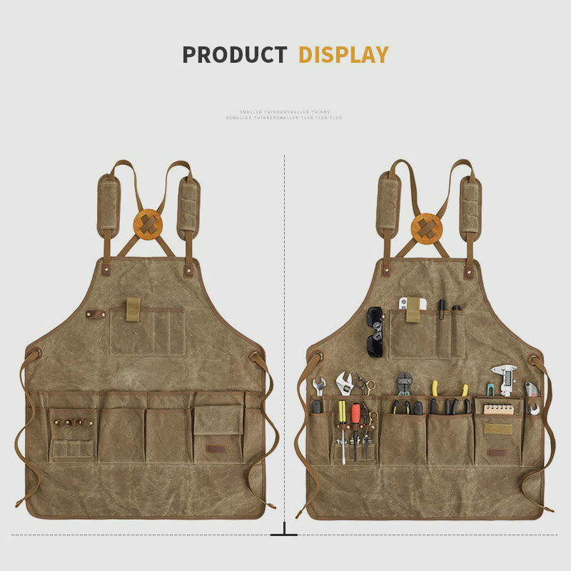 Waterproof canvas tool apron bag with multiple pockets