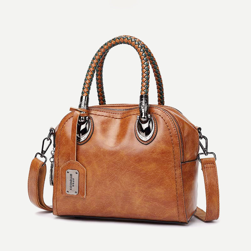 Women's vintage leather top-handle satchel bag