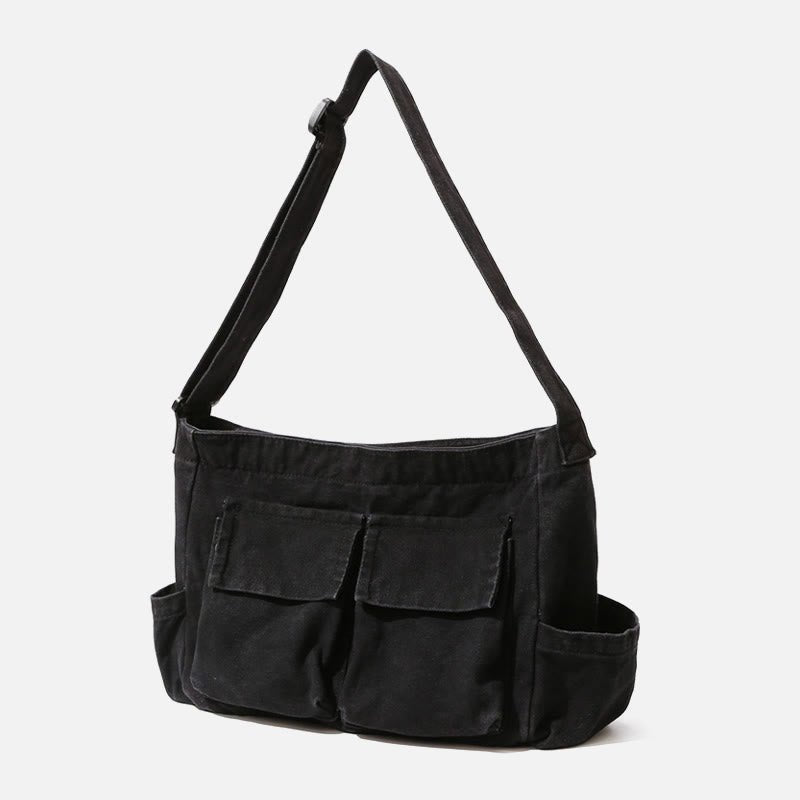 Multi - Pocket Canvas Crossbody Bag for Women | Retro Lightweight Shoulder Bag
