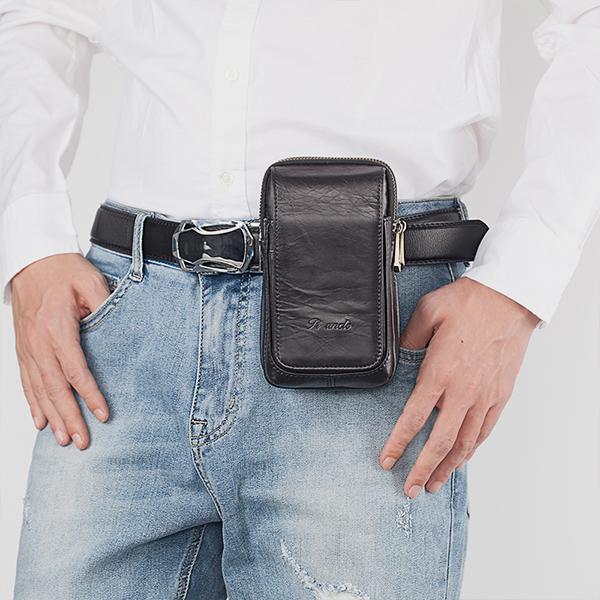 Genuine Leather Waist Bag – Multifunctional Messenger & Shoulder Bag for Men