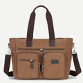 Multi-pocket retro canvas laptop tote bag