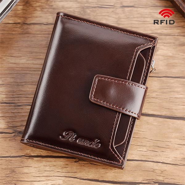 RFID large capacity genuine leather multi-card wallet