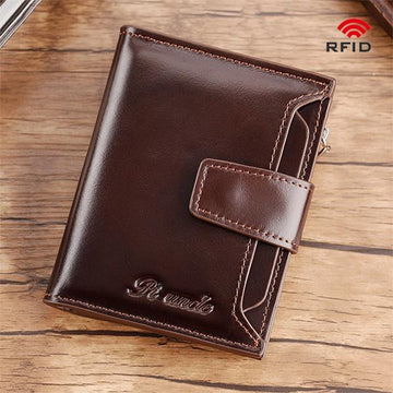 RFID large capacity genuine leather multi-card wallet