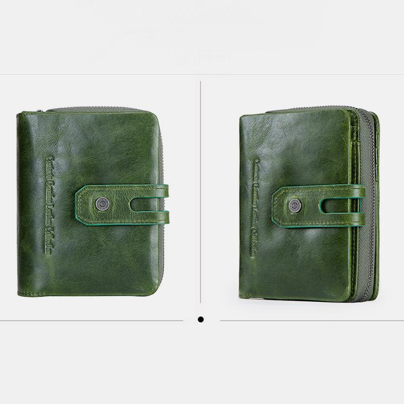 Genuine Leather Multifunctional Anti - theft Wallet for Women – RFID Protection, Card Slots & Zippered Coin Pocket
