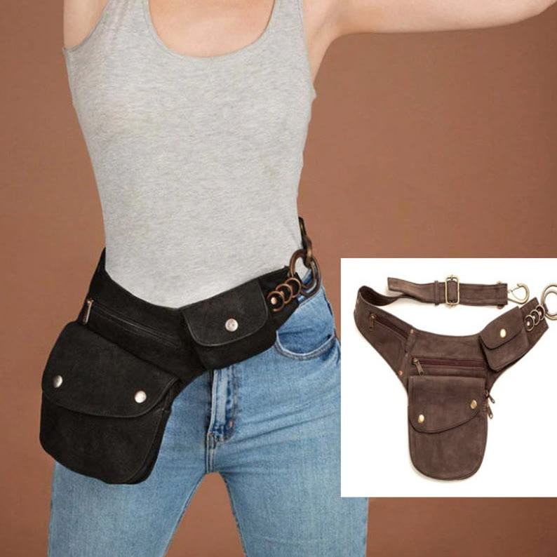 Medieval vintage leather waist bag