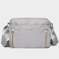 Light gray waterproof nylon crossbody bag for women with adjustable strap