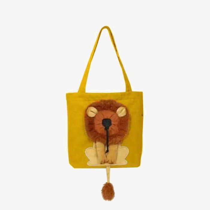 Pet Carrier for Small Animals - Travel Canvas Shoulder Bag with Cute Lion Design