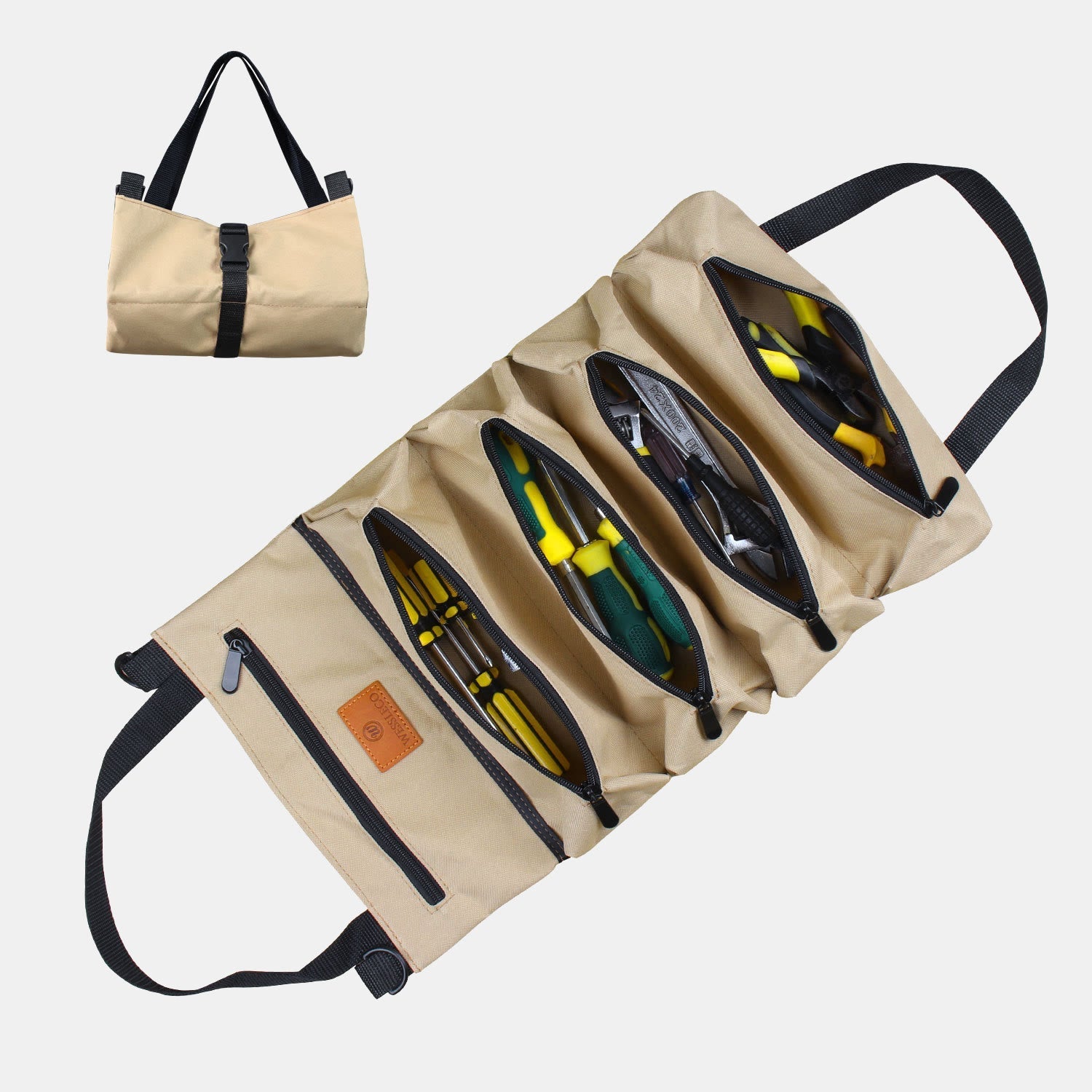 Tool Roll Bag Organizer – Heavy Duty Tool Handbag with 5 Tool Pouches