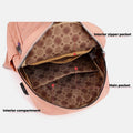 Lightweight Embossed Embroidery Backpack with USB Charging Port – Perfect for Women on the Go