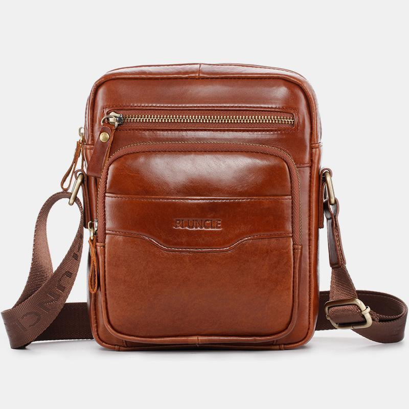 Men's vintage oil-tanned leather sling bag
