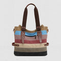 Multifunction Color Block Canvas Tote Bag | Hobo Shoulder Bag & Crossbody Purse