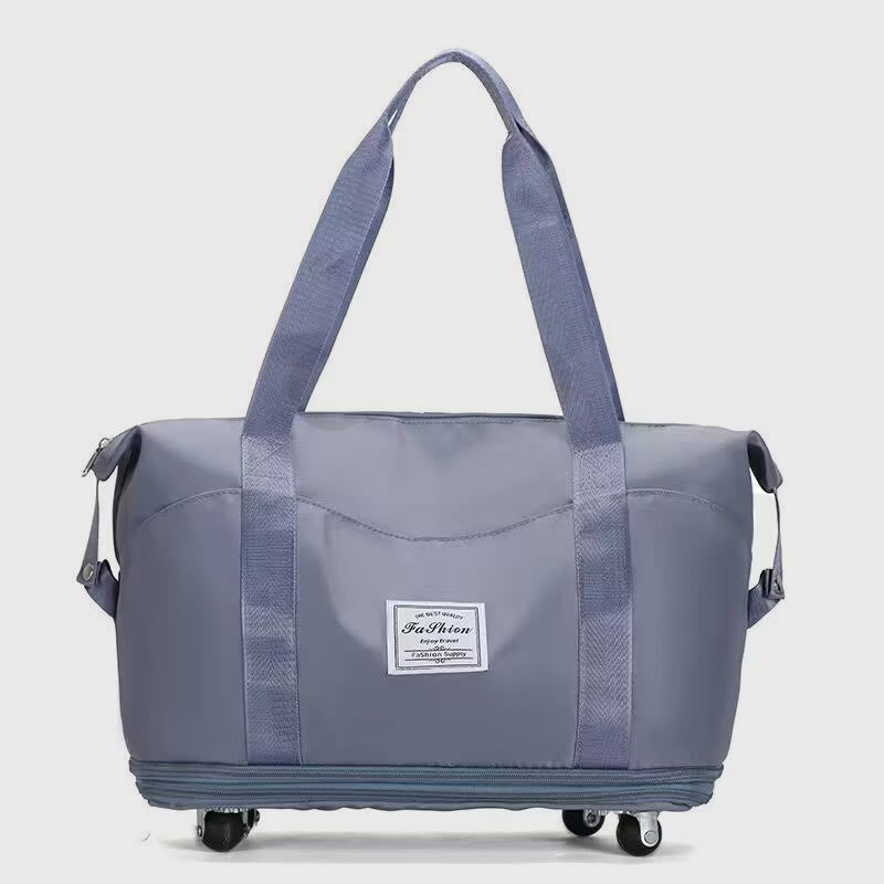 Tote Bag for Travel with Pull Rod & Oblique Folding Storage – Large Capacity Nylon Travel Sleeve