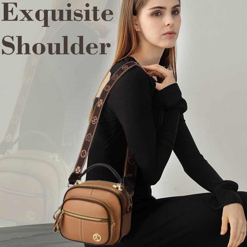 PU leather crossbody bag with wide shoulder strap