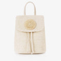 Women’s Straw Backpack – Summer Beach Woven Drawstring Handbag