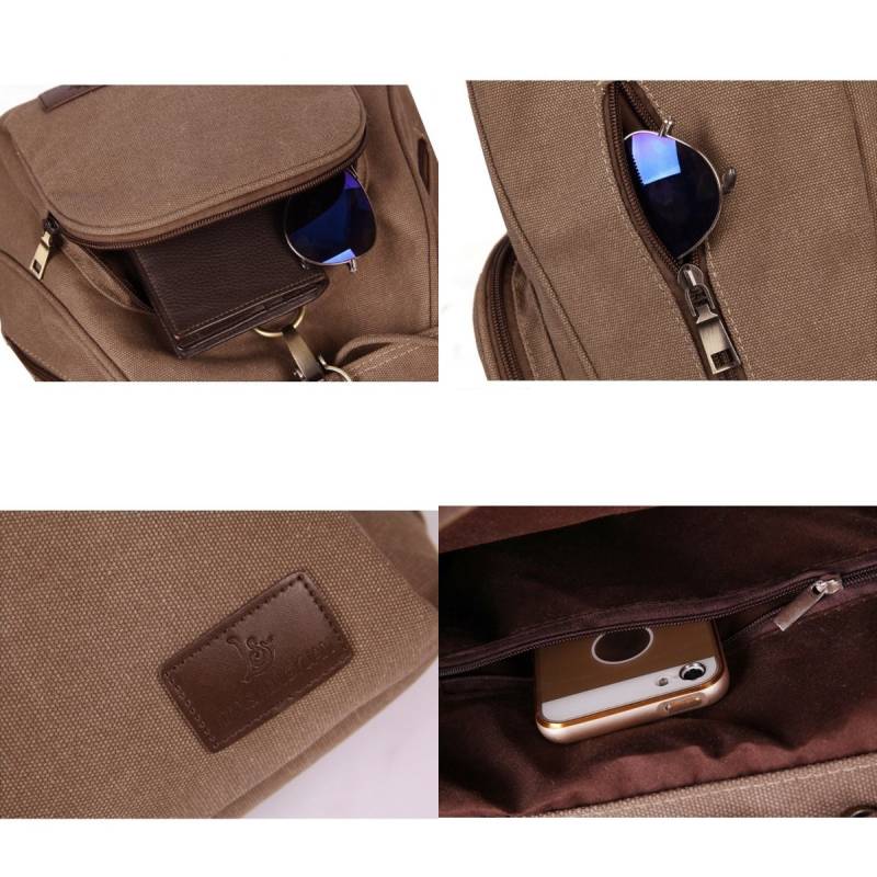 Vintage Canvas Backpack for Women & Girls – Drawstring Rucksack for School & Travel