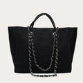 Crossbody Canvas Tote for Women – Chain Strap Bucket Bag