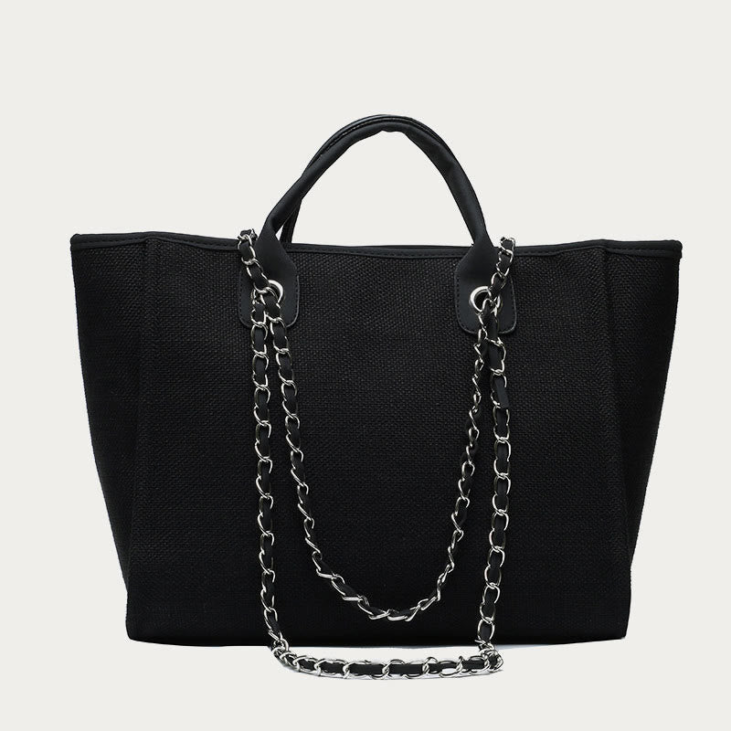 Crossbody Canvas Tote for Women – Chain Strap Bucket Bag