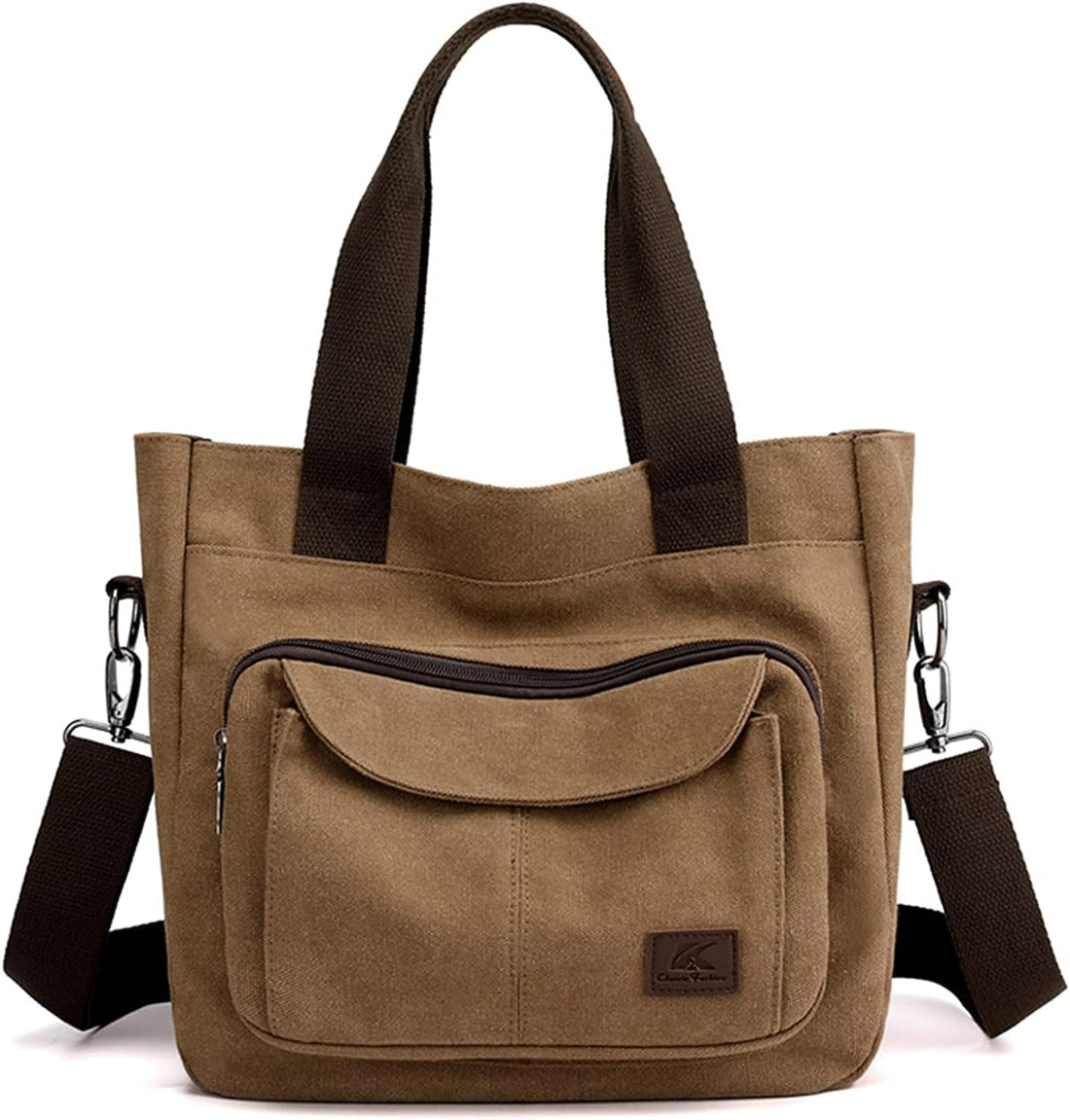 Women's multi-pocket canvas work tote bag