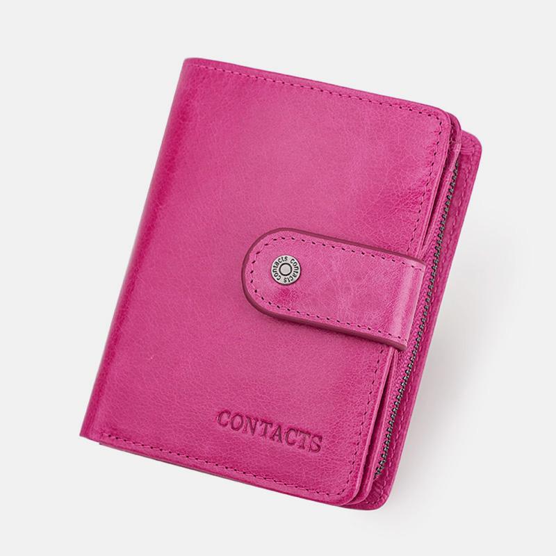 RFID GenuineLeather Multi - Card Buckle Wallet