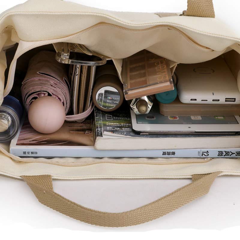 Reusable water-resistant canvas crossbody tote bag