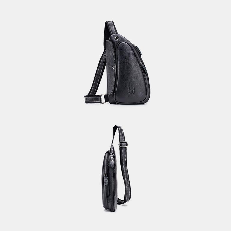 Anti - theft Slim Sling Bag for Men | Genuine Leather Crossbody Chest Bag