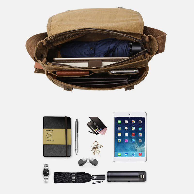 Men's retro waterproof canvas messenger bag