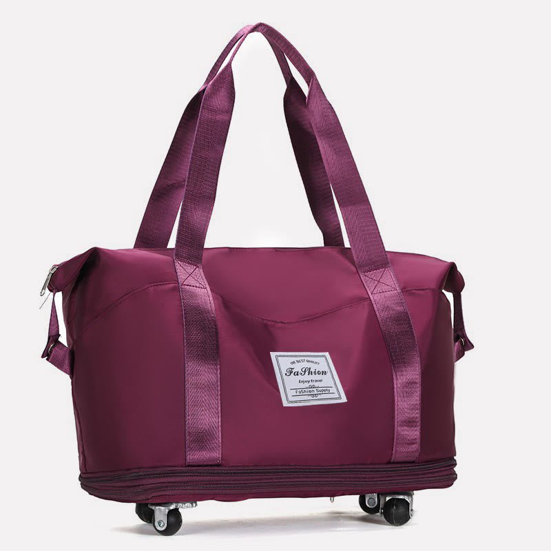 Tote Bag for Travel with Pull Rod & Oblique Folding Storage – Large Capacity Nylon Travel Sleeve
