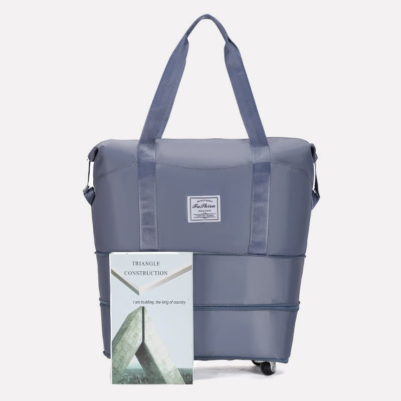 Tote Bag for Travel with Pull Rod & Oblique Folding Storage – Large Capacity Nylon Travel Sleeve