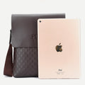 Small Messenger Bag for Men Plaid PU Leather Crossbody Shoulder Bag