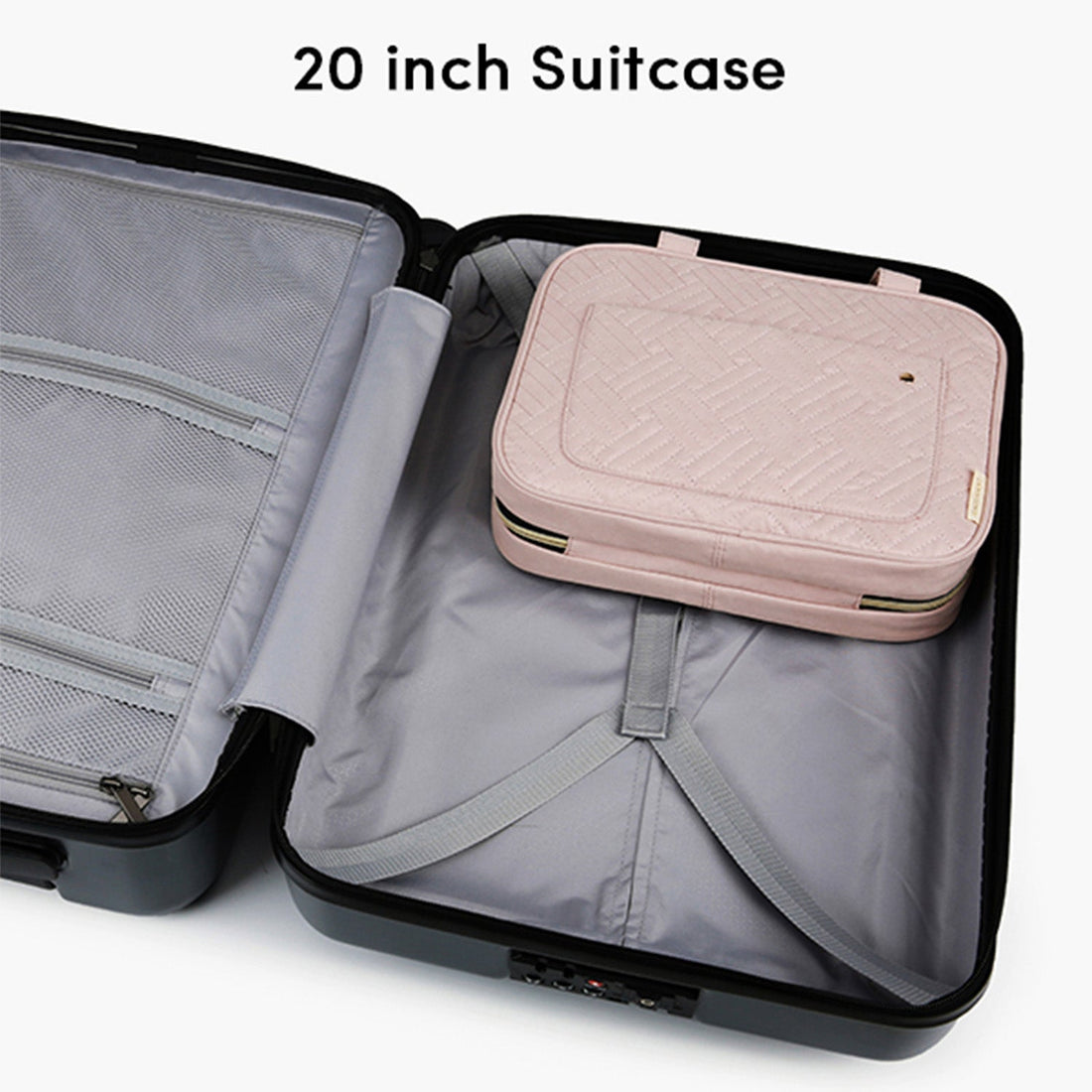 Pink hanging toiletry travel bag