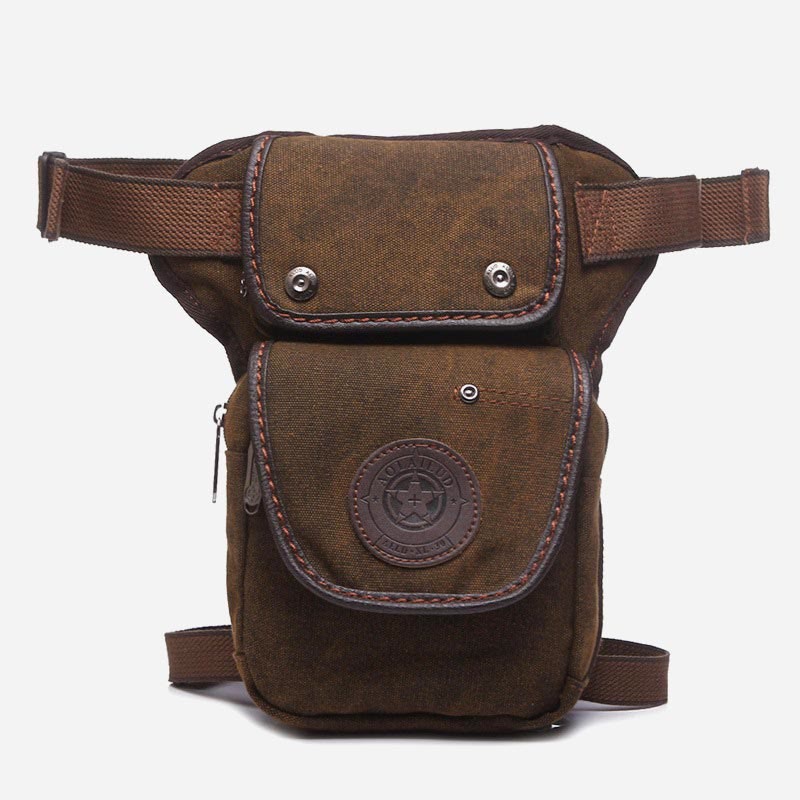 Men’s Retro Canvas Leg Bag – Outdoor Sports Crossbody with Adjustable Strap
