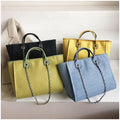 Crossbody Canvas Tote for Women – Chain Strap Bucket Bag