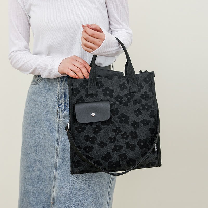 Floral Crossbody Tote Bag – Cute Nylon Shoulder Purse for Office & Daily Use