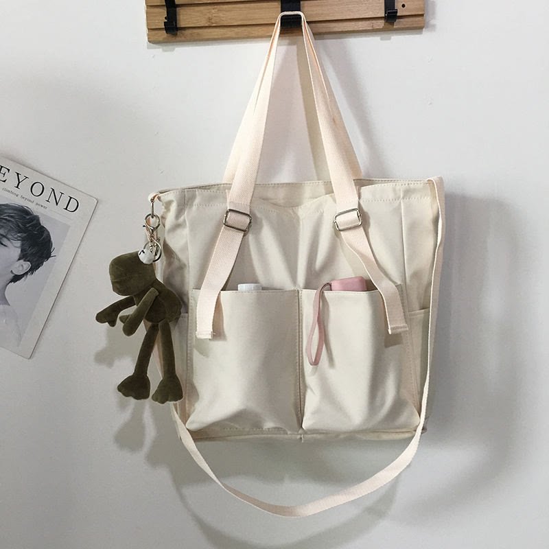 Waterproof Canvas Tote Bag for Women – Large Capacity Crossbody & Shoulder Bag for Students