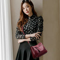 Triple Compartment Leather Handbag for Women Small Casual Crossbody Shoulder Bag