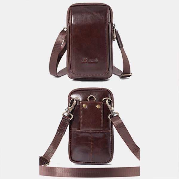 Genuine Leather Waist Bag – Multifunctional Messenger & Shoulder Bag for Men