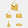 Yellow large canvas tote bag shown from multiple angles