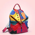 Women's Genuine Leather Splice Rivet Backpack - Stylish & Durable Shoulder Bag for School, Travel, & Daily Use