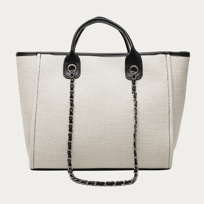Crossbody Canvas Tote for Women – Chain Strap Bucket Bag