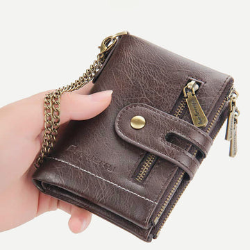 Men's trifold PU leather wallet with coin purse