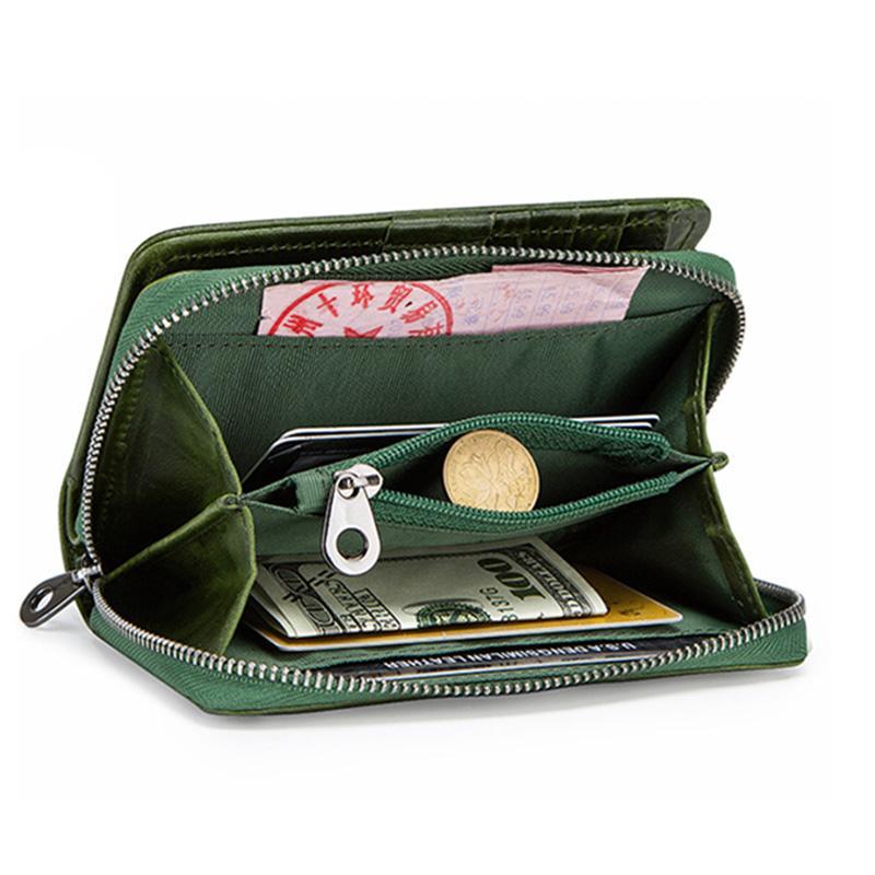 Genuine leather two fold multifunction short wallet